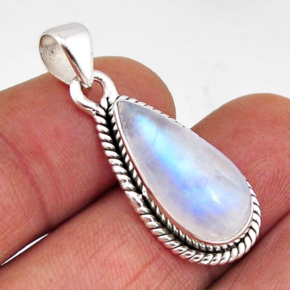 6.84cts natural rainbow moonstone 925 sterling silver pendant jewelry y65238