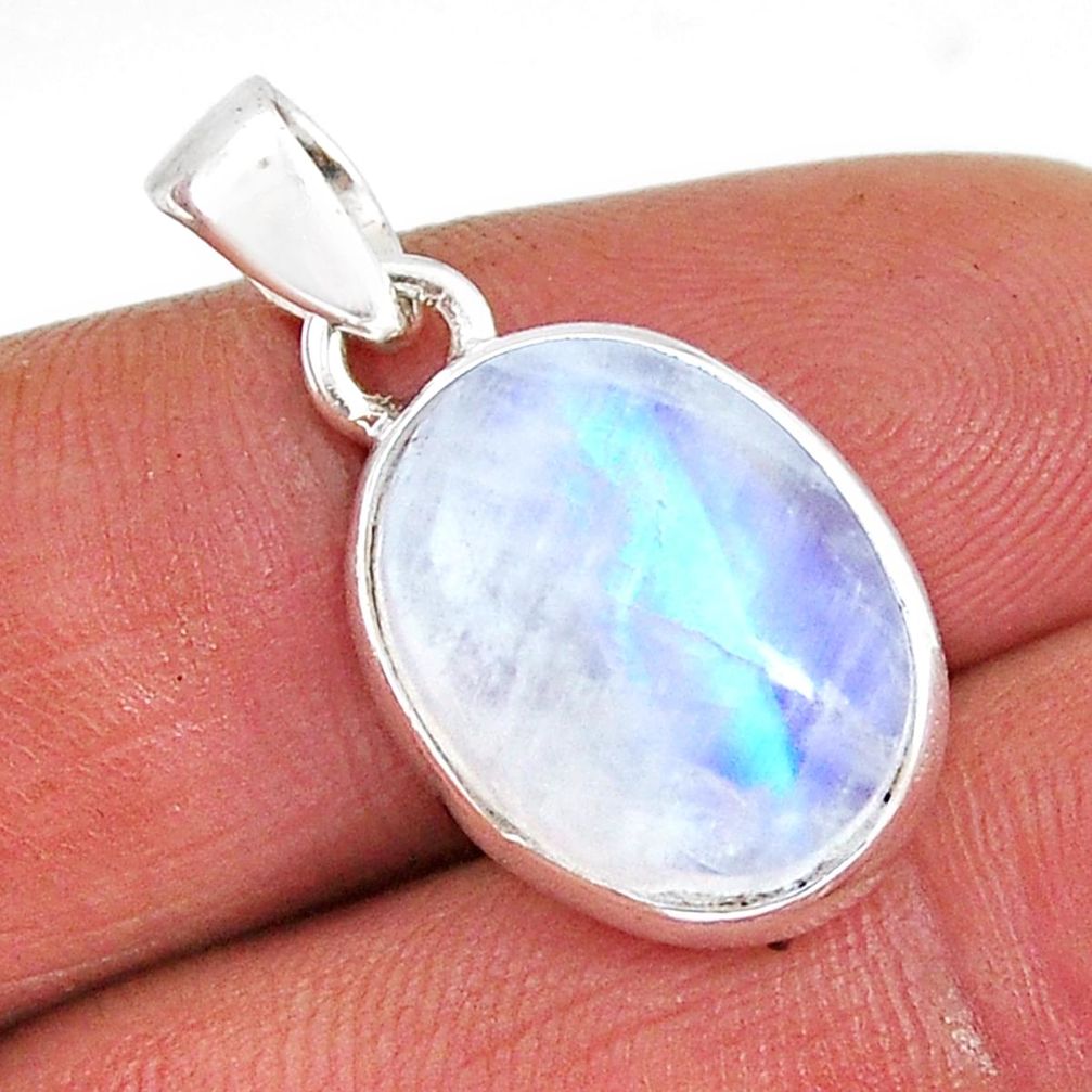 9.37cts natural rainbow moonstone 925 sterling silver pendant jewelry y65241