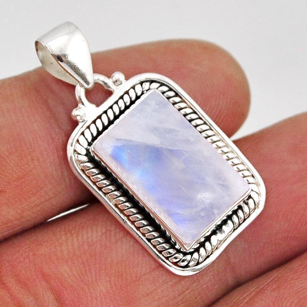 7.35cts natural rainbow moonstone 925 sterling silver pendant jewelry y76355