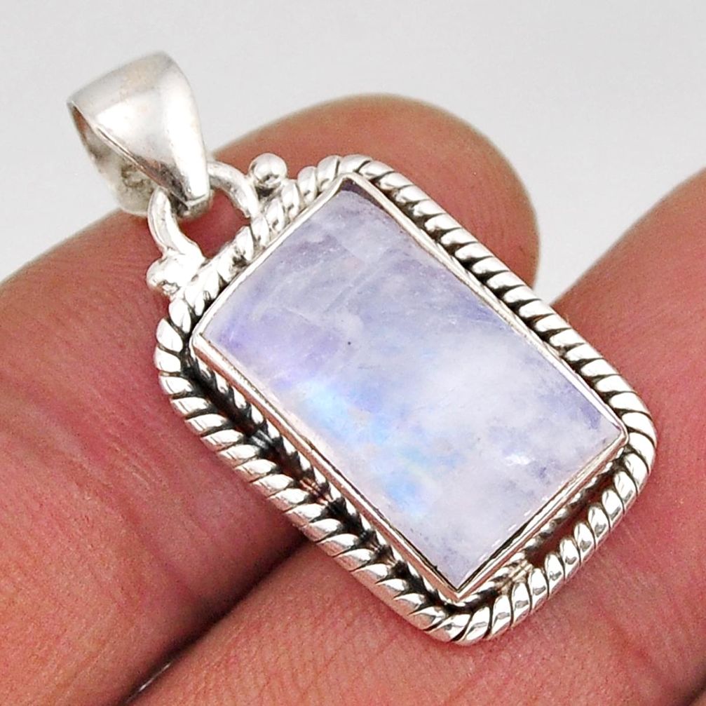 6.27cts natural rainbow moonstone 925 sterling silver pendant jewelry y76356