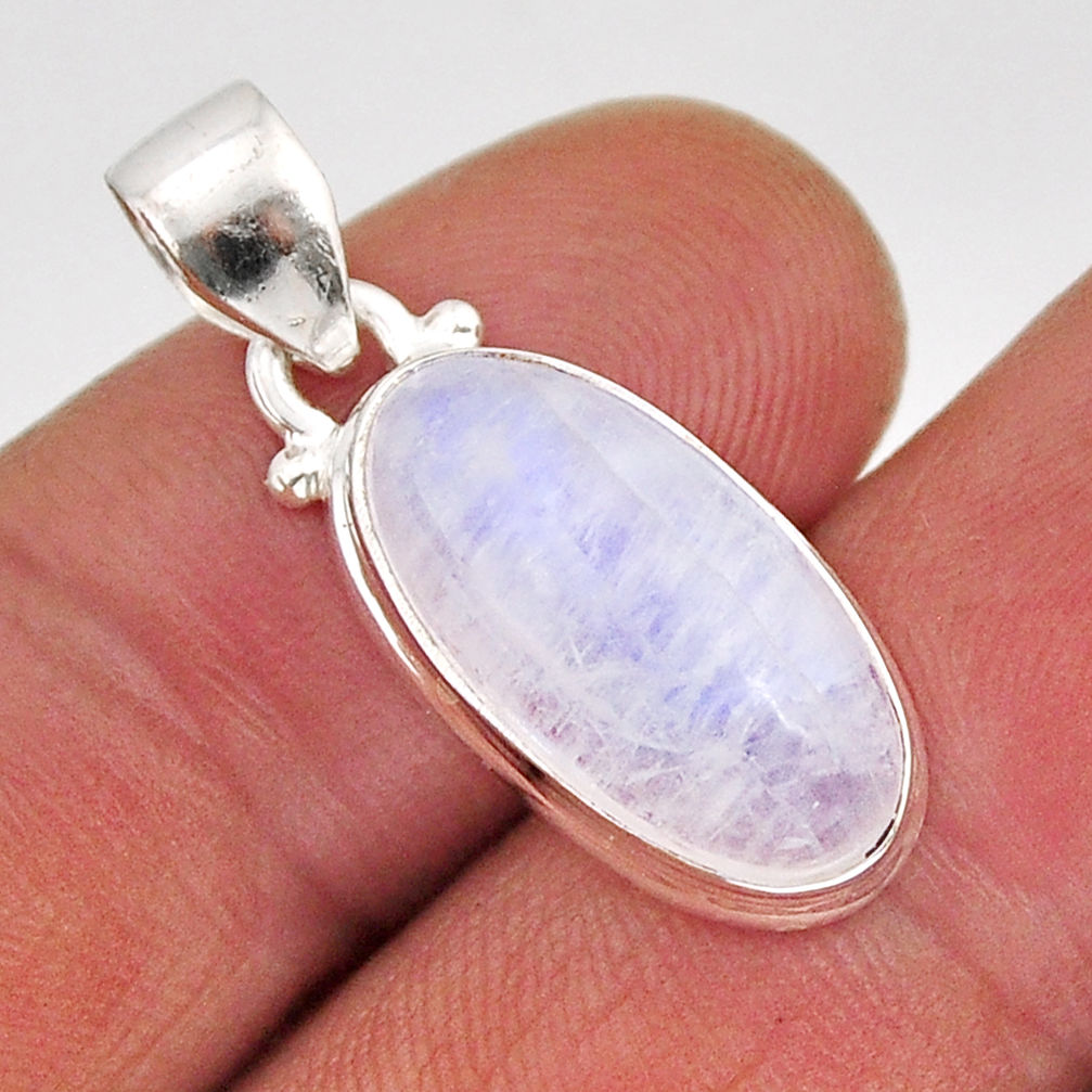 6.13cts natural rainbow moonstone 925 sterling silver pendant jewelry y76359