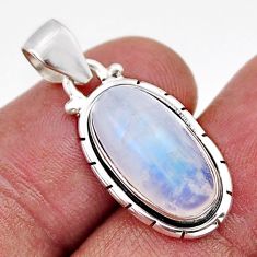 6.22cts natural rainbow moonstone 925 sterling silver pendant jewelry y82401