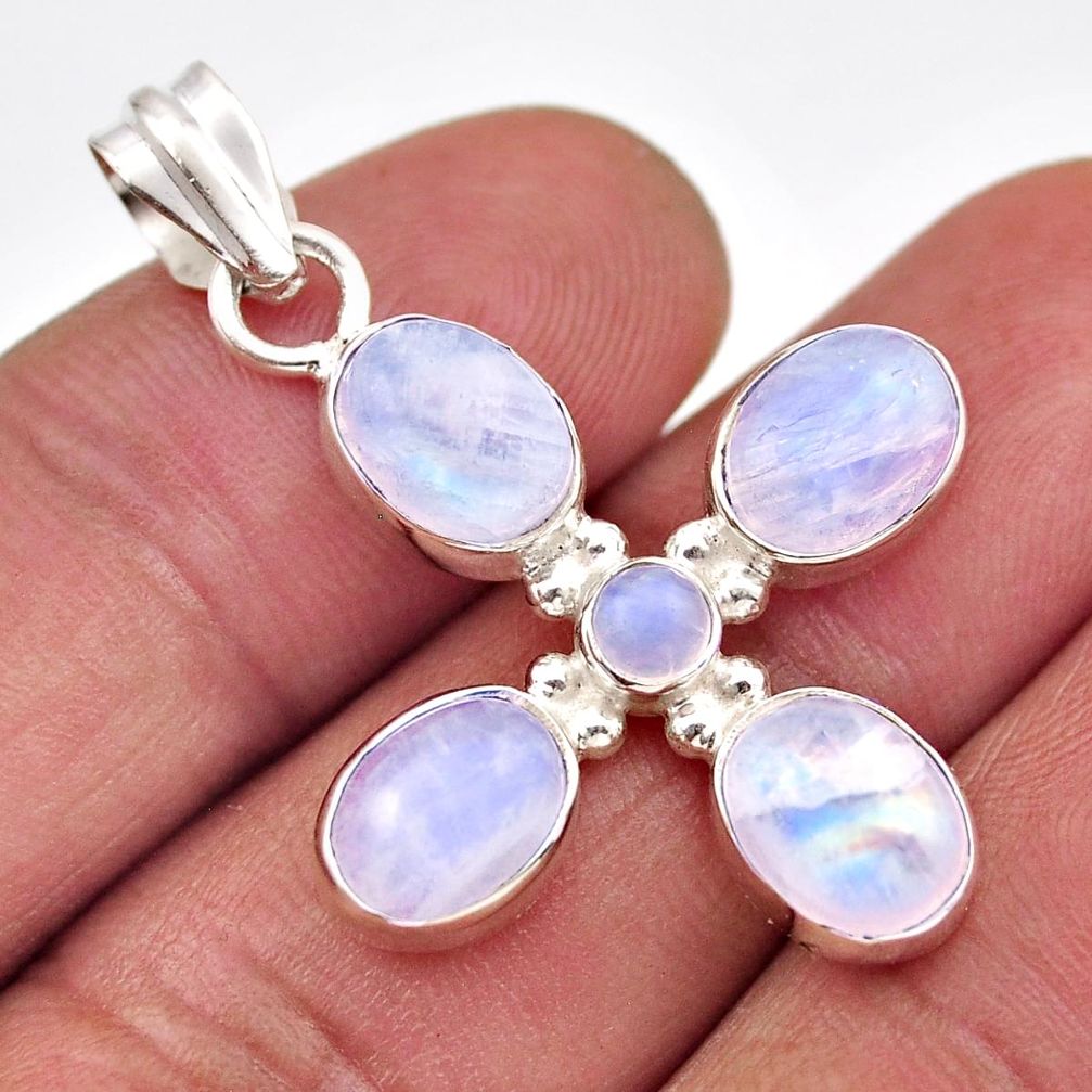 11.57cts natural rainbow moonstone 925 sterling silver pendant jewelry y91580