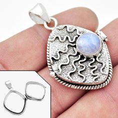 4.41cts natural rainbow moonstone 925 sterling silver poison box pendant d48999