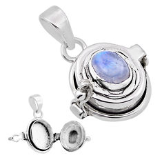 2.01cts natural rainbow moonstone 925 sterling silver poison box pendant n34584