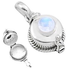 1.07cts natural rainbow moonstone 925 sterling silver poison box pendant u9507