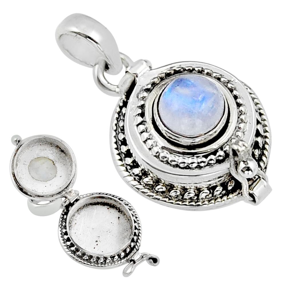 2.65cts natural rainbow moonstone 925 sterling silver poison box pendant y26772