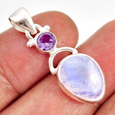 6.42cts natural rainbow moonstone amethyst 925 sterling silver pendant y79782