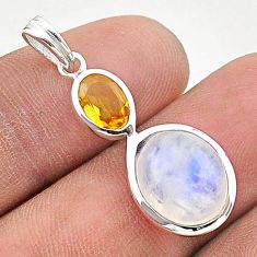 6.91cts natural rainbow moonstone citrine 925 sterling silver pendant t66159