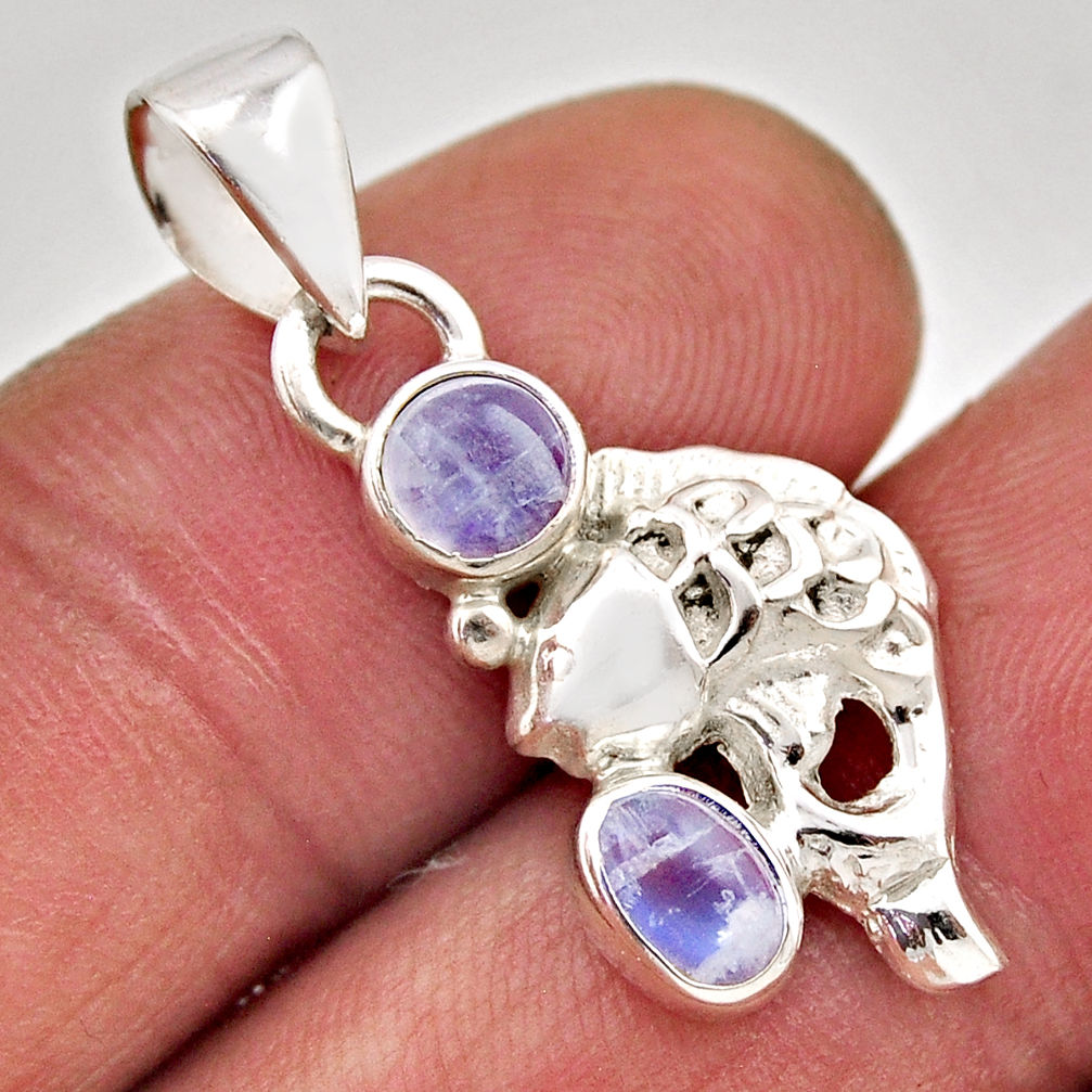 2.12cts natural rainbow moonstone oval 925 sterling silver fish pendant y86513