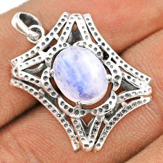 4.31cts natural rainbow moonstone oval sterling silver pendant jewelry t86396