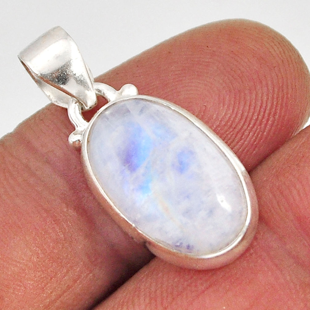 5.46cts natural rainbow moonstone oval sterling silver pendant jewelry y76357