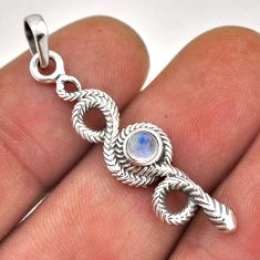 0.40cts natural rainbow moonstone round 925 sterling silver snake pendant n45658