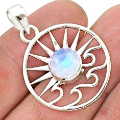 3.56cts natural rainbow moonstone silver sun and wave charm pendant u37156