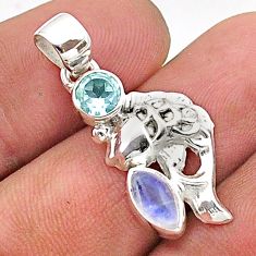 2.48cts natural rainbow moonstone topaz 925 sterling silver fish pendant t66533