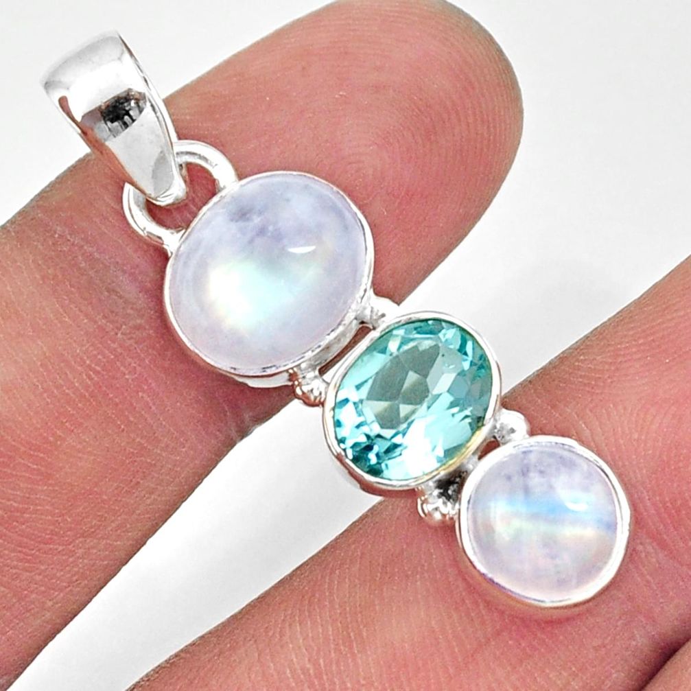 10.78cts natural rainbow moonstone topaz 925 sterling silver pendant d43386