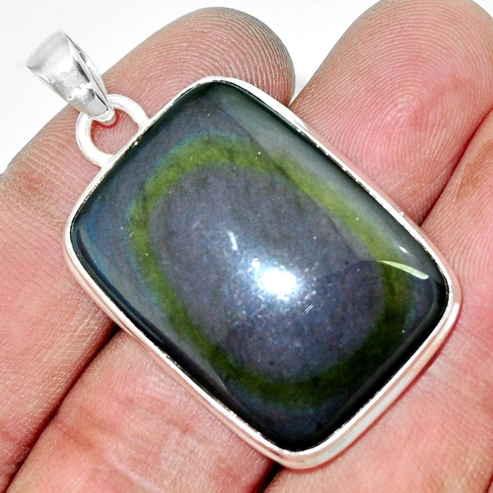  rainbow obsidian eye 925 sterling silver pendant jewelry d42439