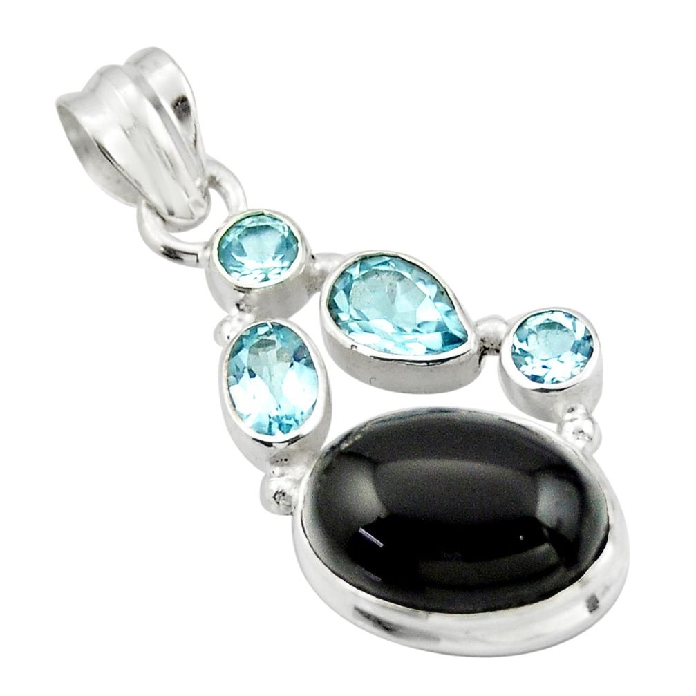 10.60cts natural rainbow obsidian eye topaz 925 sterling silver pendant r20429