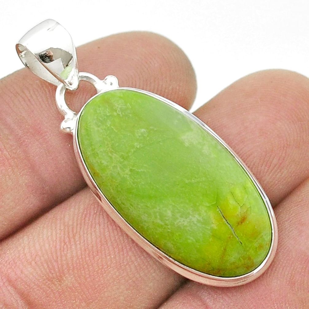 15.82cts natural rare gaspeite 925 sterling silver pendant jewelry u45461