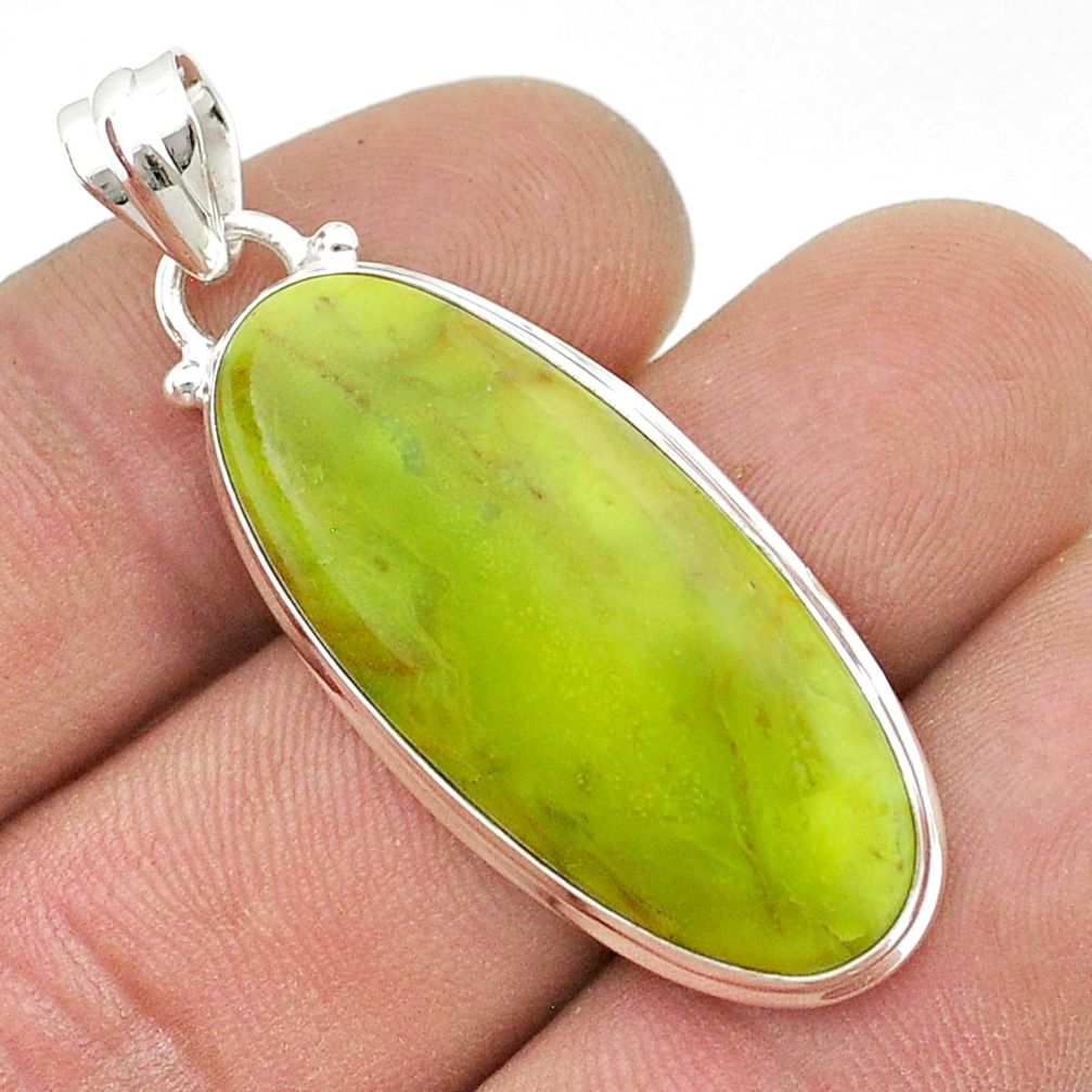 16.85cts natural rare gaspeite 925 sterling silver pendant jewelry u45462