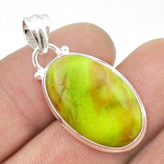 12.10cts natural rare gaspeite oval 925 sterling silver pendant jewelry u45415