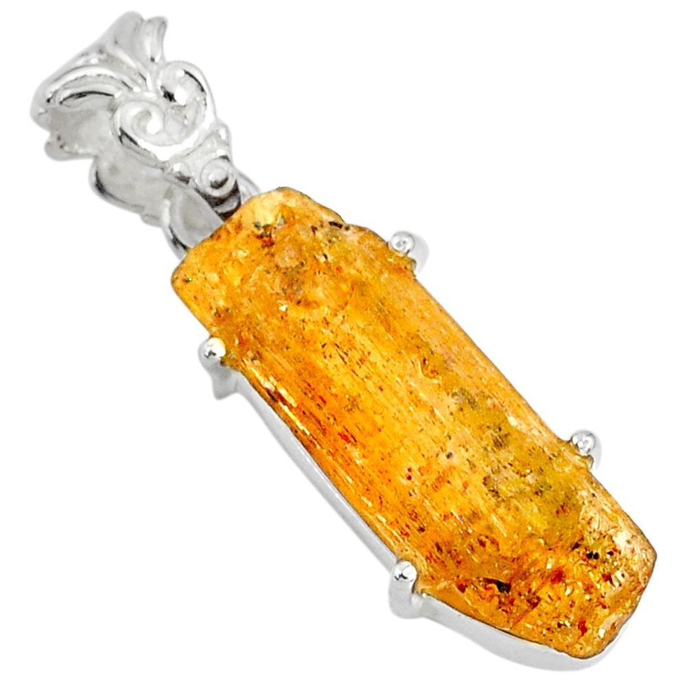14.80cts natural raw imperial topaz 925 sterling silver handmade pendant r79582