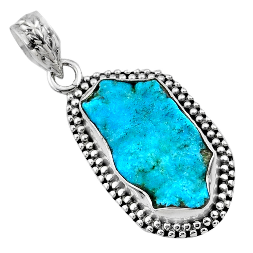 9.35cts natural raw sleeping beauty turquoise 925 silver pendant r66621