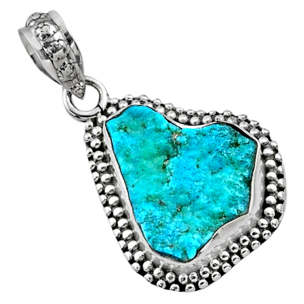 7.96cts natural raw sleeping beauty turquoise 925 silver pendant r66622