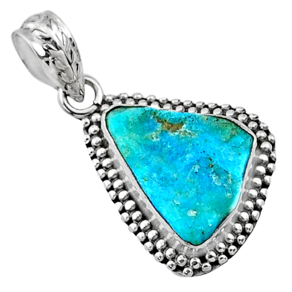 7.50cts natural raw sleeping beauty turquoise 925 silver pendant r66628