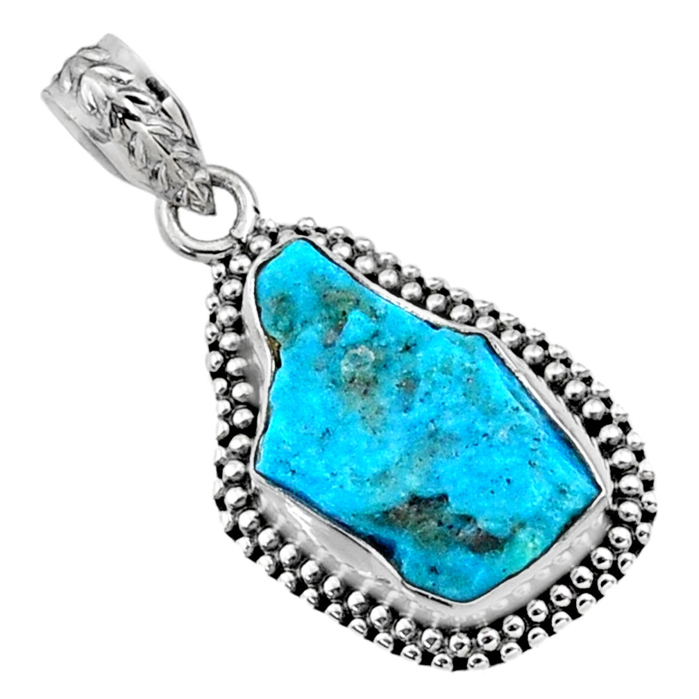 9.35cts natural raw sleeping beauty turquoise 925 silver pendant r66632