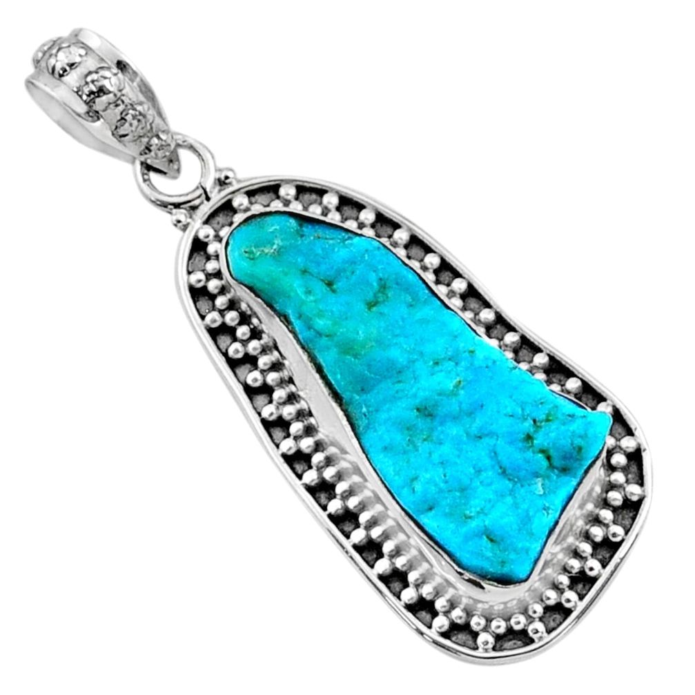 11.25cts natural raw sleeping beauty turquoise 925 silver pendant r66641