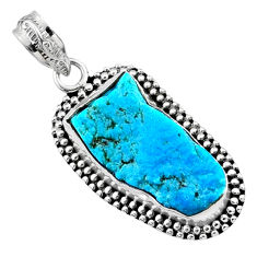 Clearance Sale- 11.57cts natural raw sleeping beauty turquoise 925 silver pendant r66645