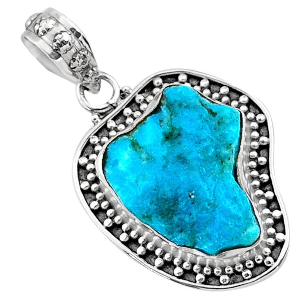 9.80cts natural raw sleeping beauty turquoise 925 silver pendant r66655