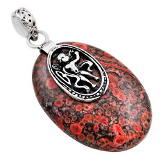 23.94cts natural red birds eye 925 sterling silver angel pendant jewelry n23635
