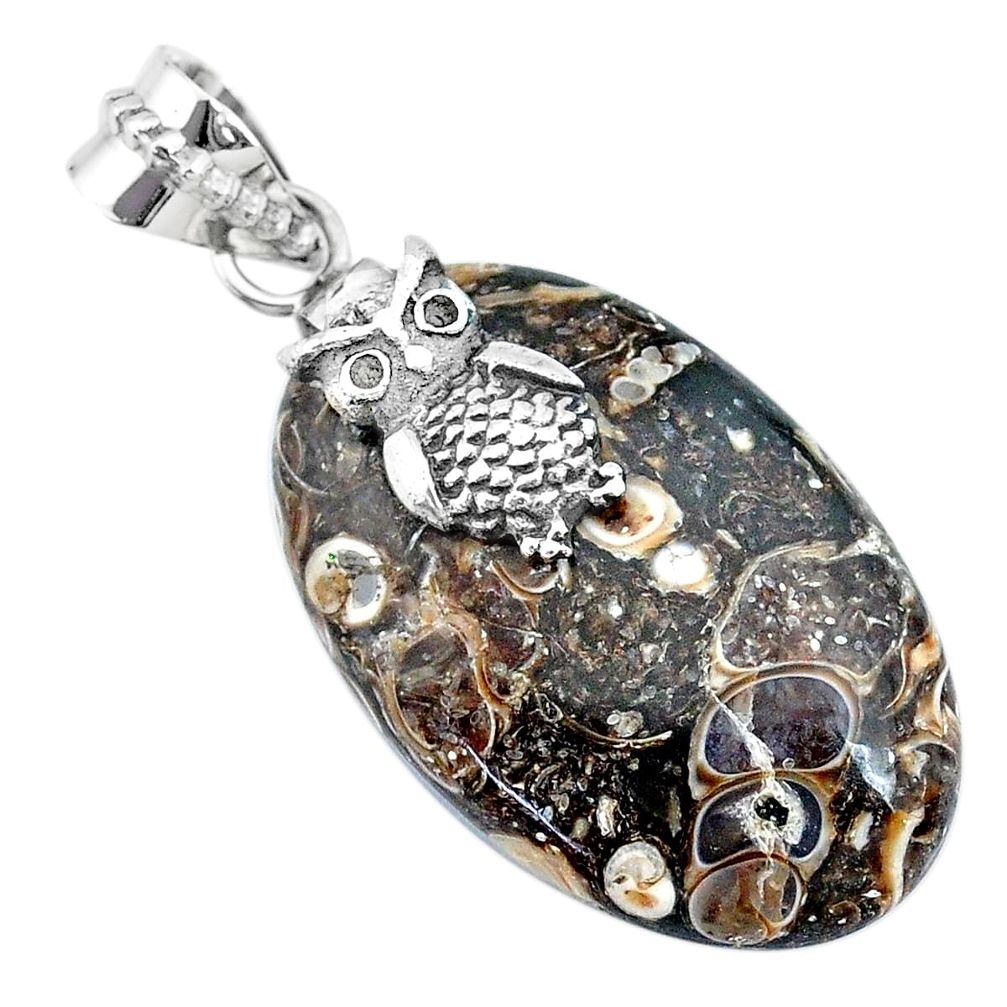 21.05cts natural red birds eye 925 sterling silver owl handmade pendant r74530