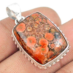 18.15cts natural red birds eye 925 sterling silver pendant jewelry u22236
