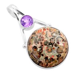 15.08cts natural red birds eye amethyst 925 sterling silver pendant t77709
