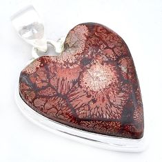 15.67cts natural red birds eye heart 925 sterling silver pendant jewelry u59659