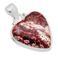 13.49cts natural red birds eye heart 925 sterling silver pendant jewelry y90665