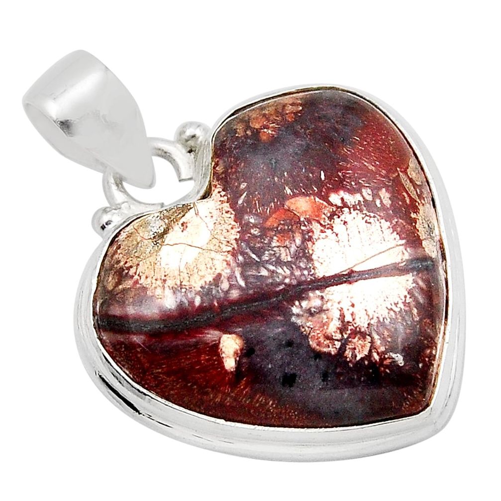 16.39cts natural red birds eye heart 925 sterling silver pendant jewelry y90666