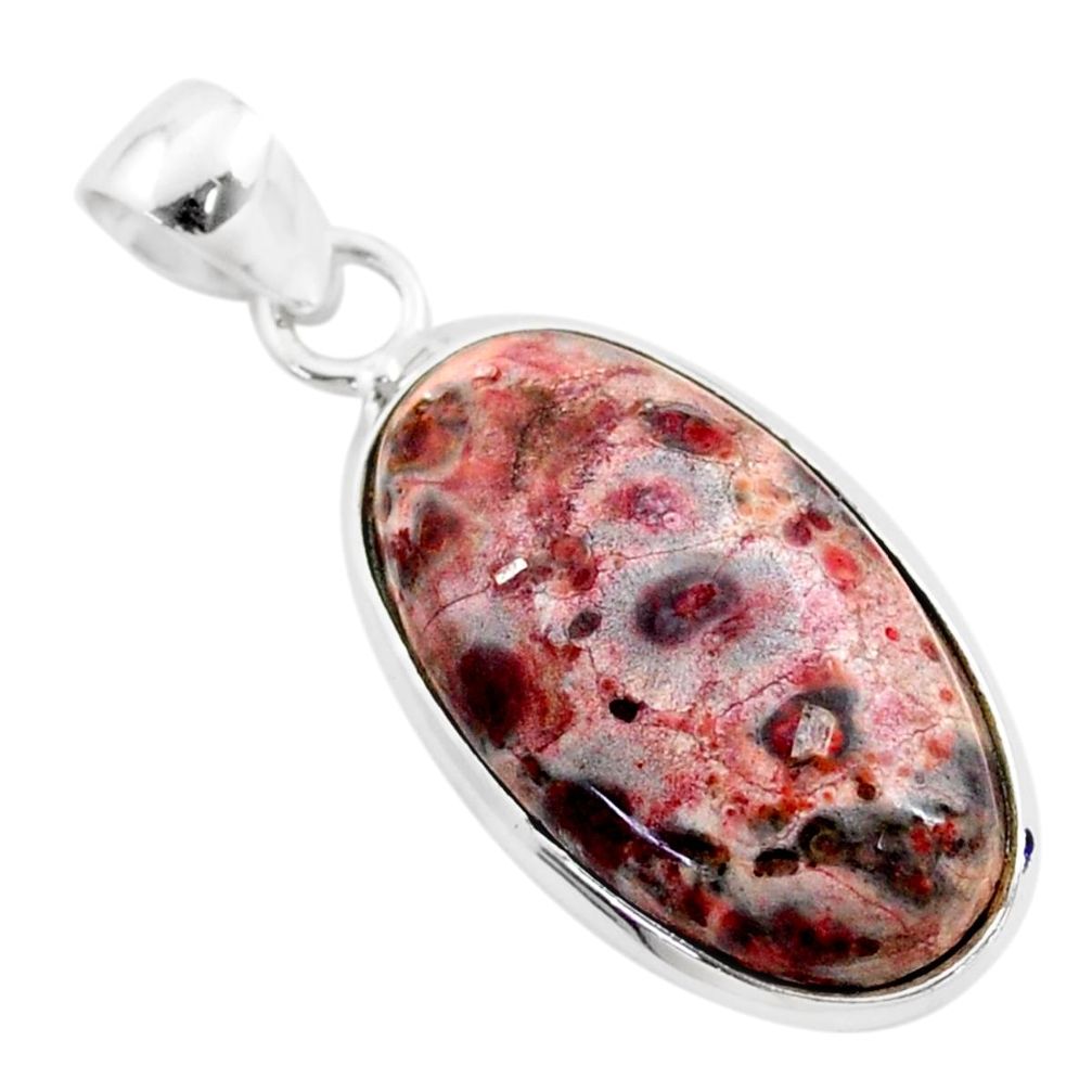 12.58cts natural red birds eye oval 925 sterling silver pendant jewelry t77705