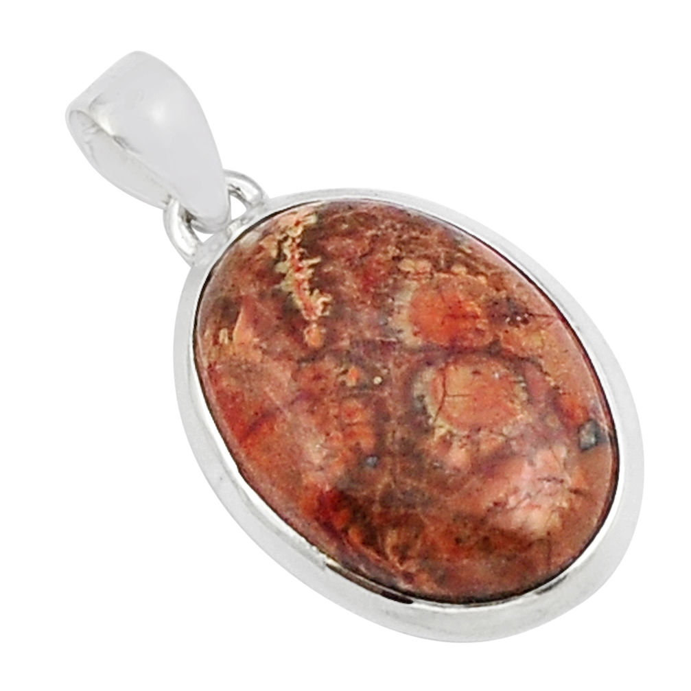 13.65cts natural red birds eye oval 925 sterling silver pendant jewelry y23621