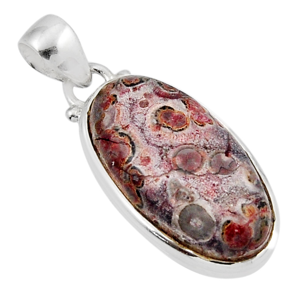 12.99cts natural red birds eye oval 925 sterling silver pendant jewelry y46191