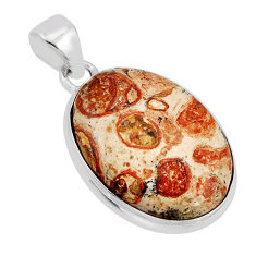 15.53cts natural red birds eye oval 925 sterling silver pendant jewelry y71322