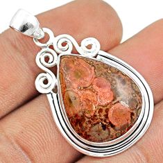 13.70cts natural red birds eye pear 925 sterling silver pendant jewelry u22230