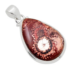 15.91cts natural red birds eye pear 925 sterling silver pendant jewelry y90662