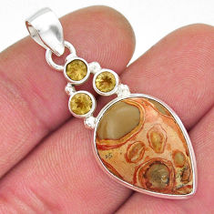 15.55cts natural red birds eye pear citrine 925 sterling silver pendant y20994