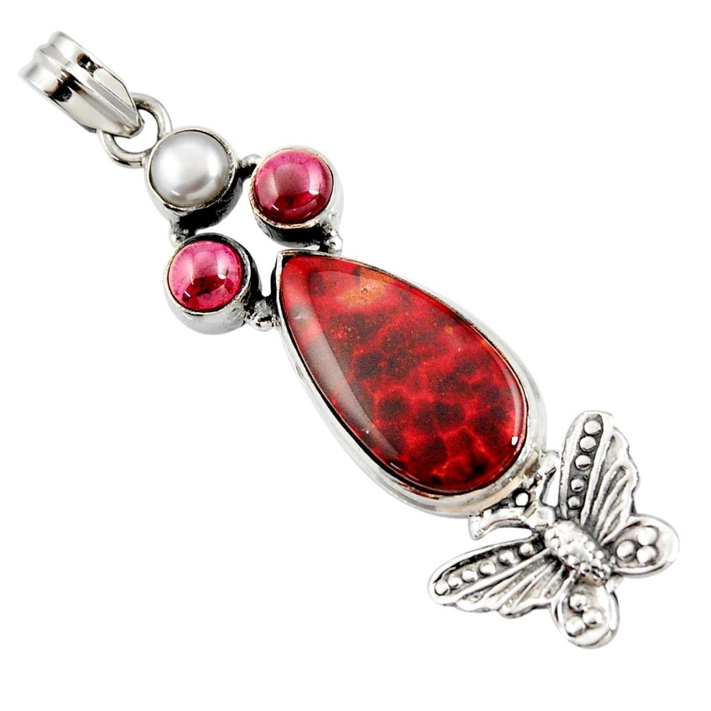  red bloodstone african 925 silver butterfly pendant d44141