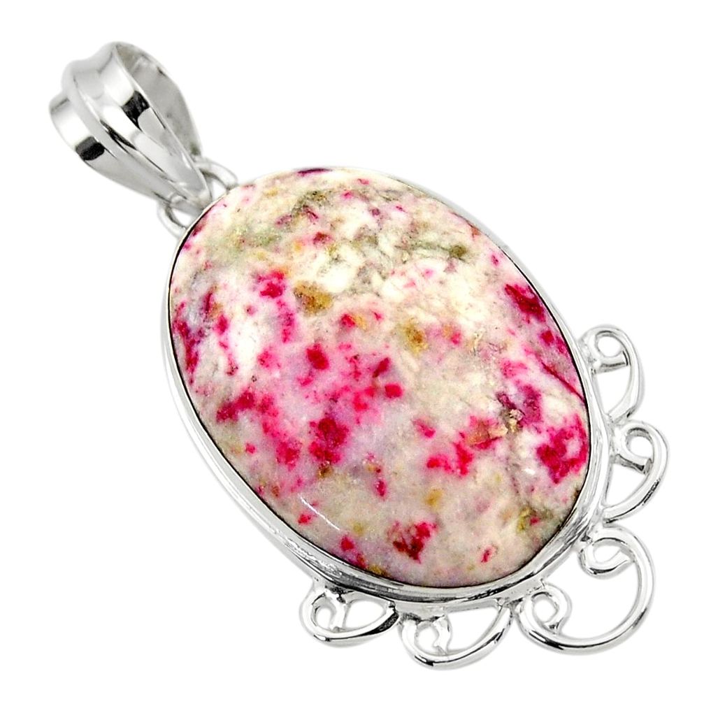 17.22cts natural red cinnabar spanish 925 sterling silver pendant jewelry r31841