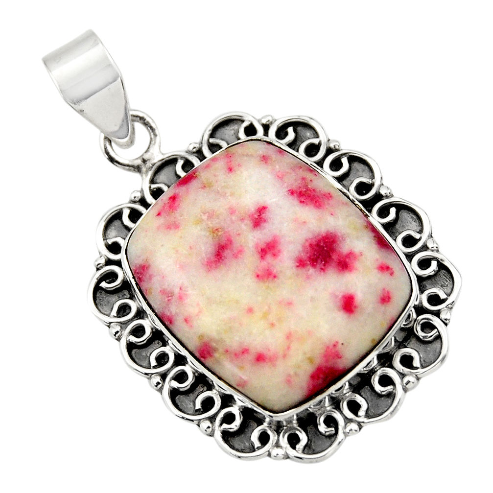 18.63cts natural red cinnabar spanish 925 sterling silver pendant jewelry r31849